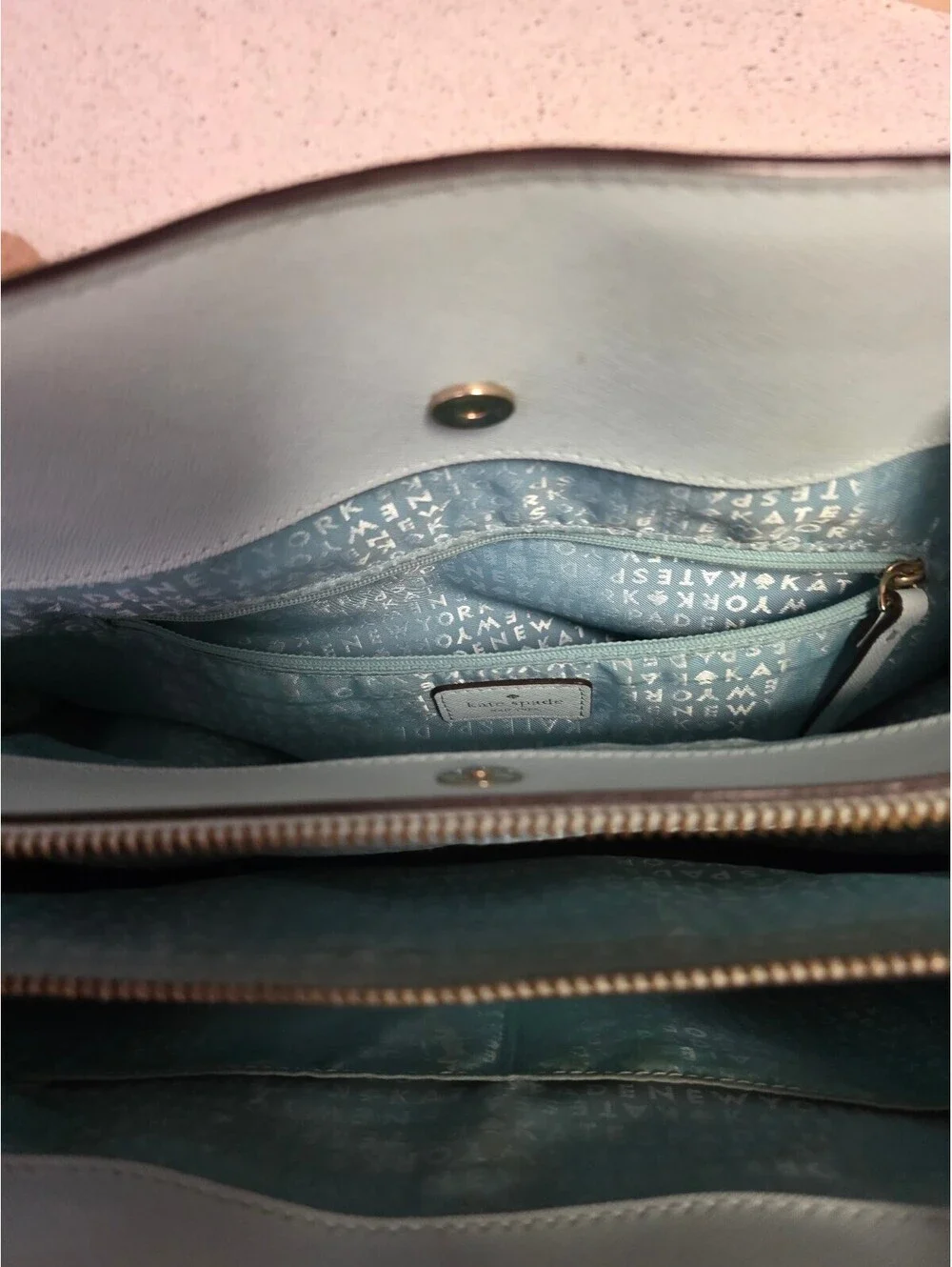 Kate Spade New York Mint Green Saffiano Leather Tote Bag